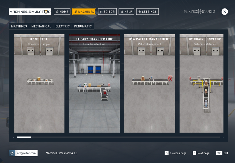 Machines Menu
