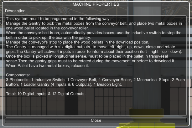 Machine Characteristics Window