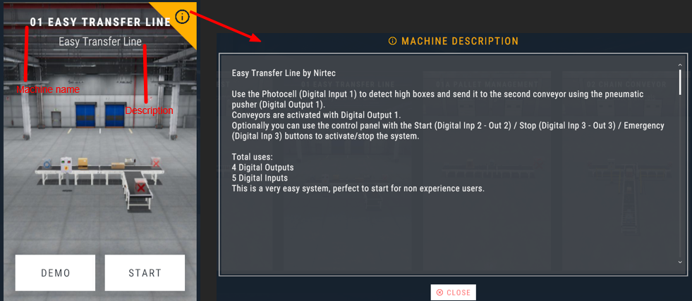 Machine Characteristics Display