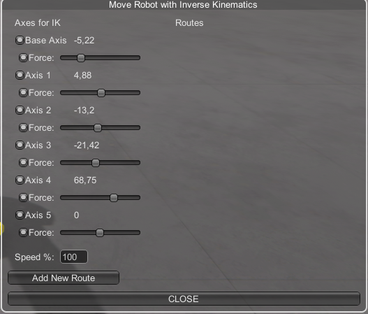 Move Robot Control Panel