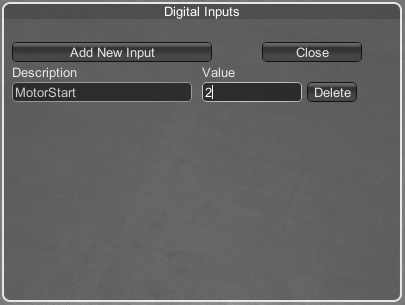 Edit Digital Inputs Window