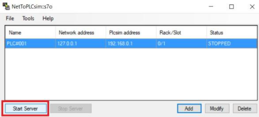 TIA Portal NetToPLCsim Start